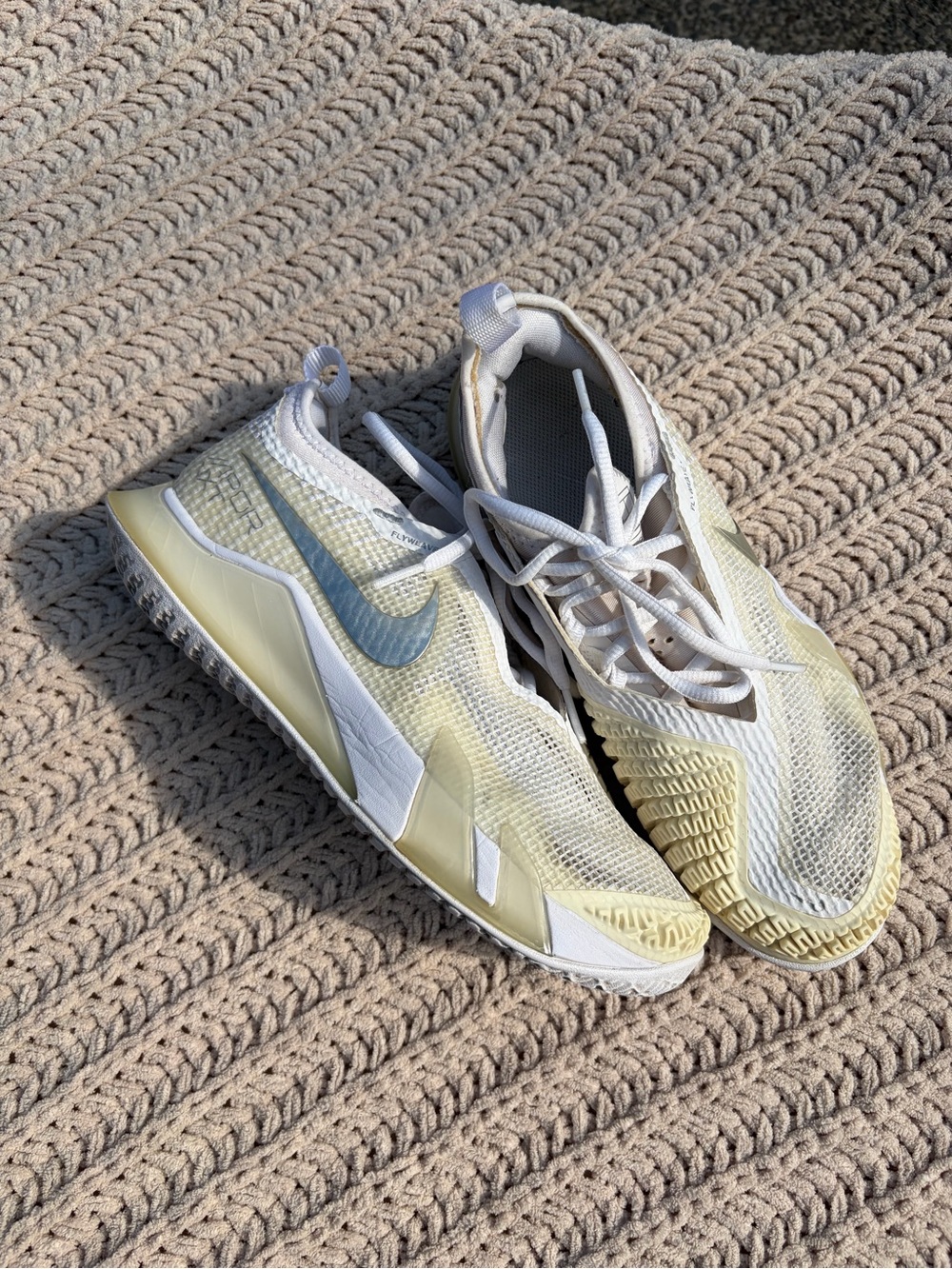 Nike Women’s White and Pale Yellow React Vapor NXT’s